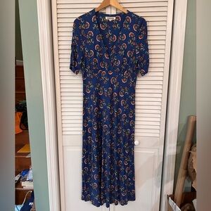 Biden Floral Blue Midi Jersey Dress